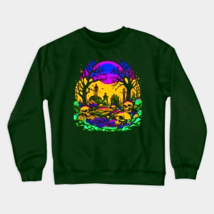 Psychedelic Night In The Graveyard of Skulls, Macabre Crewneck Sweatshirt